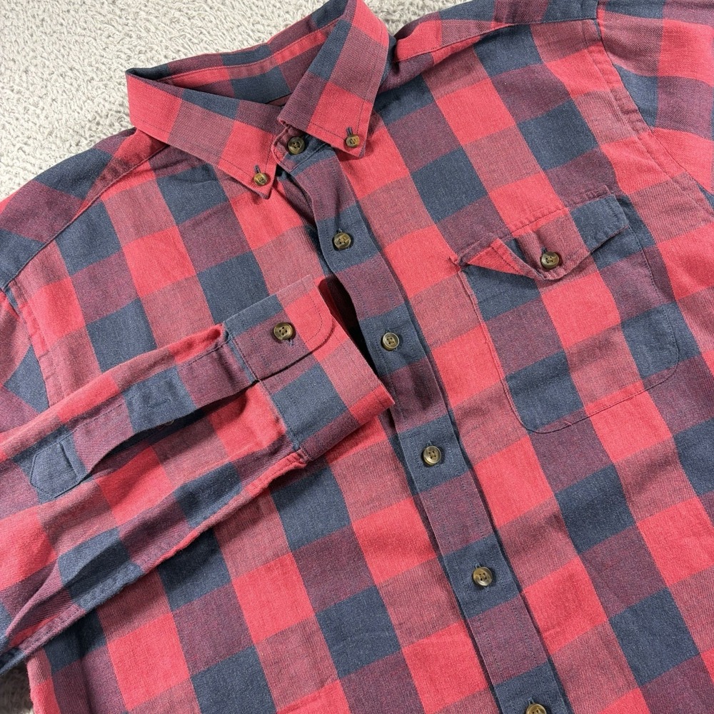 Vineyard Vines Linen Blend Shirt Mens Large Plaid Red Blue Slim Fit Crosby